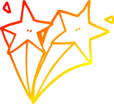 Bir insan tarafından çizilmiş bir çizgi film yıldızının sıcak gradyan çizimi