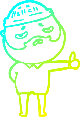 Bir insan tarafından çizilmiş sakallı, endişeli bir çizgi film çizimi.