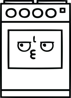 Bir insan tarafından çizilmiş bir mutfak fırınının çizgi çizimi