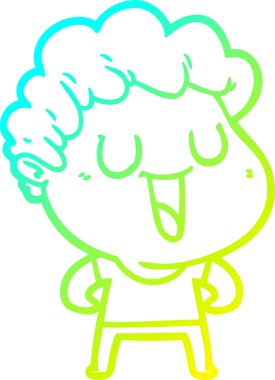 Bir insan tarafından çizilmiş gülen bir çizgi film karakterinin soğuk gradyan çizgisi.