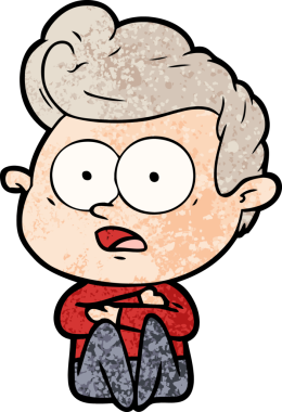 Bir insan tarafından çizilmiş çizgi film bakışlı adam.