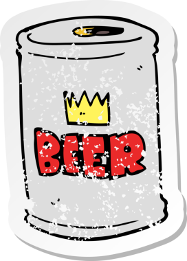Bir insan tarafından çizilmiş karikatür bira kutusunun gerilimli yapıştırması.