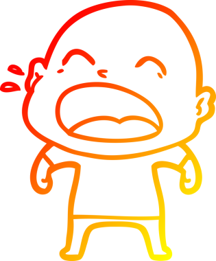 Bir insan tarafından çizilmiş kel adam diye bağıran çizgi film çizimi.