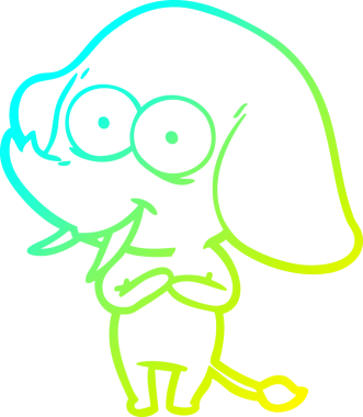 Bir insan tarafından çizilmiş mutlu bir filin soğuk gradyan çizgisi.