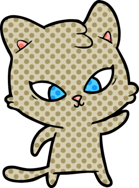 Bir insan tarafından çizilmiş sevimli çizgi film kedisi.