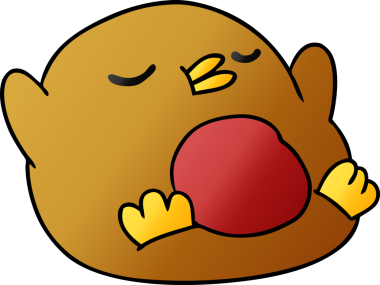 Serbest çizim gradyan çizgi film Şirin kawaii kırmızı robin bir insan tarafından çizildi