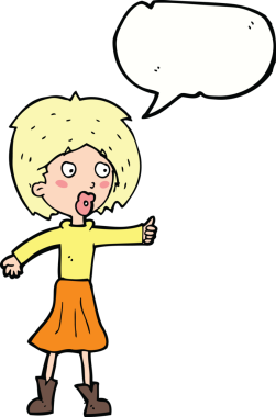 Bir insan tarafından çizilmiş konuşma balonu olan karikatür kadın.