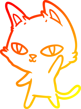 Bir insan tarafından çizilen çizgi film kedisinin sıcak çizgi çizimi