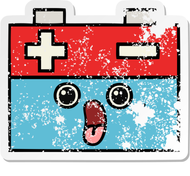 Bir insan tarafından çizilmiş şirin bir araba aküsünün sıkıntılı çıkartması.