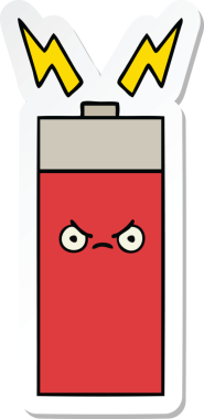 Bir insan tarafından çizilmiş şirin bir karikatür aküsünün çıkartması.