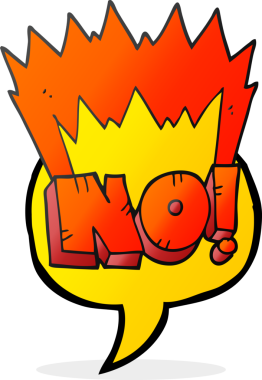 Serbest konuşma balonu çizgi filmi HAYIR! Bir insan tarafından çizilmiş bağır