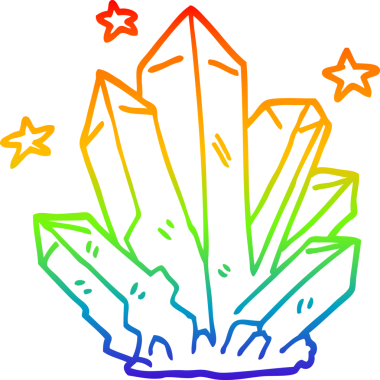 gökkuşağı gradyan çizgi çizimi bir insan tarafından çizilmiş sihirli kristal