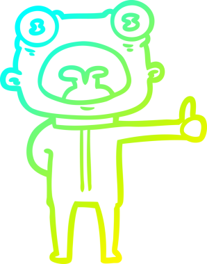 Bir insan tarafından çizilen garip uzaylı çizgi filminin soğuk gradyanı.