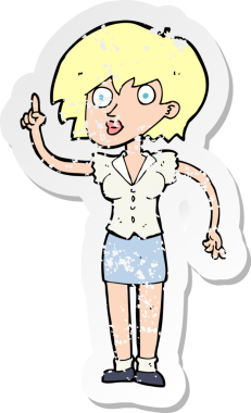 Bir insan tarafından çizilmiş bir karikatür kadının gerilimli çıkartması.