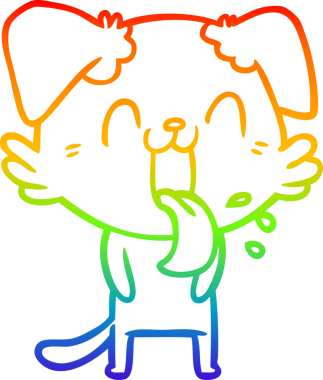 Gökkuşağı gradyan çizgi çizimi Bir insan tarafından çizilmiş nefes nefese bir köpek