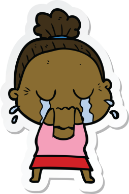 Bir insan tarafından çizilmiş, ağlayan yaşlı bir kadının çıkartması.