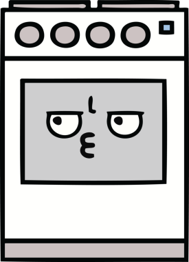 Bir insan tarafından çizilmiş güzel bir mutfak fırını karikatürü.