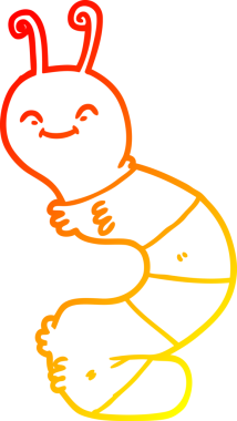 Bir insan tarafından çizilmiş mutlu bir tırtılın sıcak çizgi çizimi