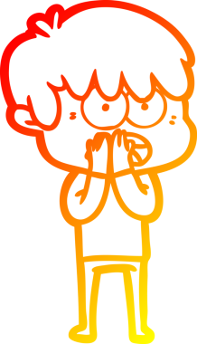 Bir insan tarafından çizilmiş endişeli bir çizgi film çocuğu çizimi.