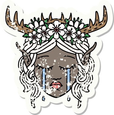 Retro Dövme Tarzı Ağlayan Elf Büyücüsü karakteri bir insan tarafından çizilmiş