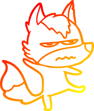 Bir insan tarafından çizilmiş kızgın bir kurdun sıcak çizgi çizimi.