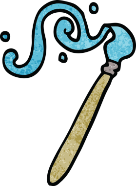 Bir insan tarafından çizilmiş karalama boya fırçası.