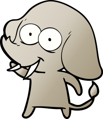 Bir insan tarafından çizilmiş mutlu bir fil.