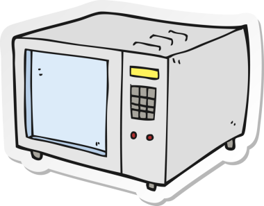 Bir insan tarafından çizilmiş bir karikatür mikrodalga etiketi.