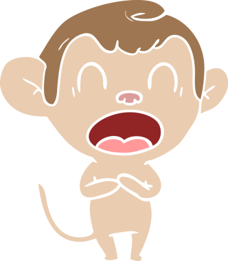 Bir insan tarafından çizilmiş düz renkli çizgi film maymunu