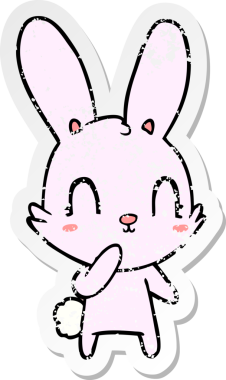 Bir insan tarafından çizilmiş şirin bir tavşanın sıkıntılı çıkartması.