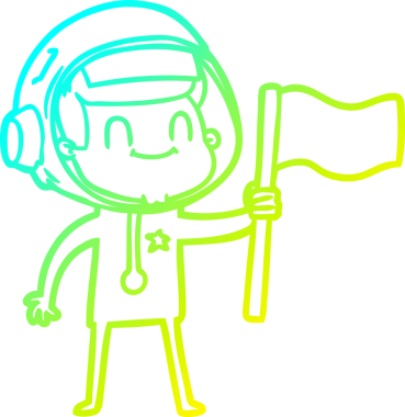 Bir insan tarafından çizilmiş mutlu bir astronotun soğuk gradyan çizimi.