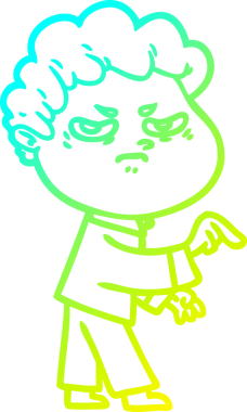 Bir insan tarafından çizilmiş kızgın bir adamın soğuk çizgi çizimi.