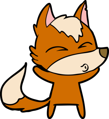 Bir insan tarafından çizilmiş tilki çizgi film karakteri