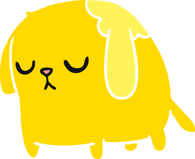 Bir insan tarafından çizilmiş sevimli üzgün kawaii köpeği karikatürü.