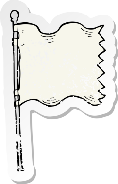 Bir insan tarafından çizilmiş bir karikatür bayrağının geriletilmiş etiketi.