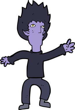 Bir insan tarafından çizilmiş bir vampir çizgi filmi.