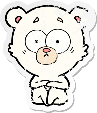 Bir insan tarafından çizilmiş şaşırmış bir kutup ayısı karikatürü.