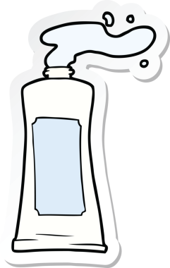 Bir insan tarafından çizilmiş karikatür kreminin etiketi.