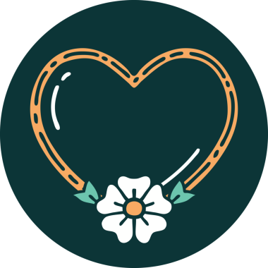 Bir insan tarafından çizilmiş kalp ve çiçeğin ikonik dövme şekli