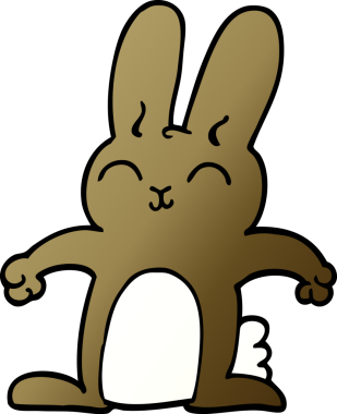 Bir insan tarafından çizilmiş mutlu karikatür tavşanı.