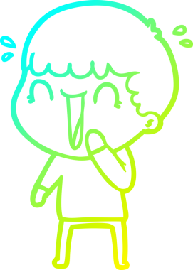 Bir insan tarafından çizilmiş gülen bir çizgi film karakterinin soğuk gradyan çizgisi.