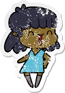 Bir insan tarafından çizilmiş karikatür bir kadının sıkıntılı çıkartması.