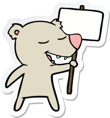 Bir insan tarafından çizilmiş çizgi film ayısının çıkartması.