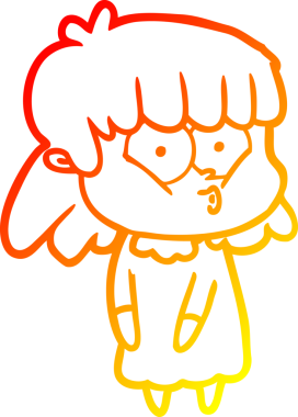 Bir insan tarafından çizilmiş, çizgi film karakteri ıslık çalan bir kız çizimi