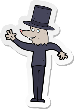 Bir insan tarafından çizilmiş, el sallayan bir kurt adamın çıkartması.