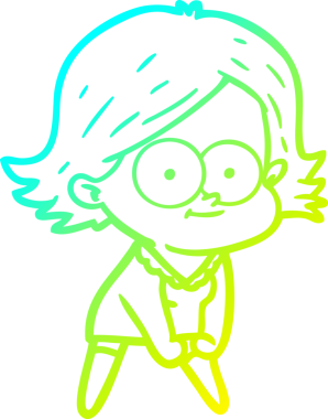 Bir insan tarafından çizilmiş mutlu çizgi film kızı çizimi.