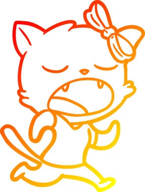 Bir insan tarafından çizilen esneyen kedinin sıcak çizgi çizimi