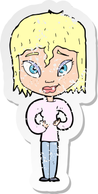 Bir insan tarafından çizilmiş, tatmin olmuş bir karikatürün gerilimli çıkartması.