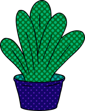 Bir insan tarafından çizilmiş yeşil bir bitkinin el çizimi karikatürü.