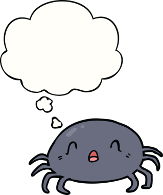 Bir insan tarafından çizilmiş düşünce baloncuklu çizgi film örümceği